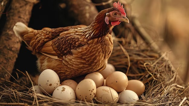 Hen with eggs